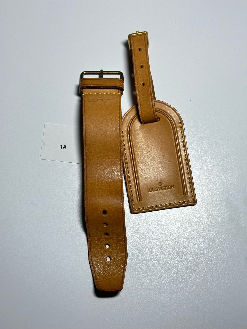 Louis Vuitton Cognac Tan Leather Luggage Tag and Strap